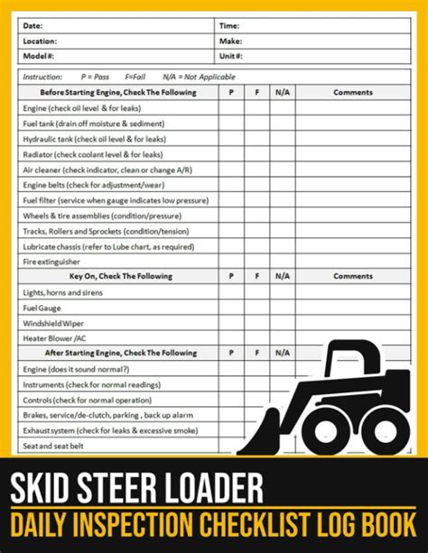 skid steer daily checklist|skid steer daily inspection form.